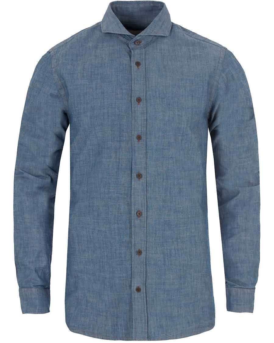 oscar jacobson herman 2 chambray shirt dark blue Beste Salgs 60kmt